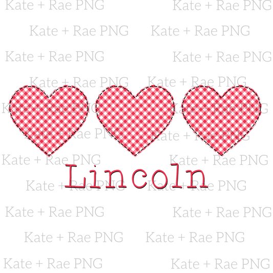 Red Heart Faux Applique Trio PNG