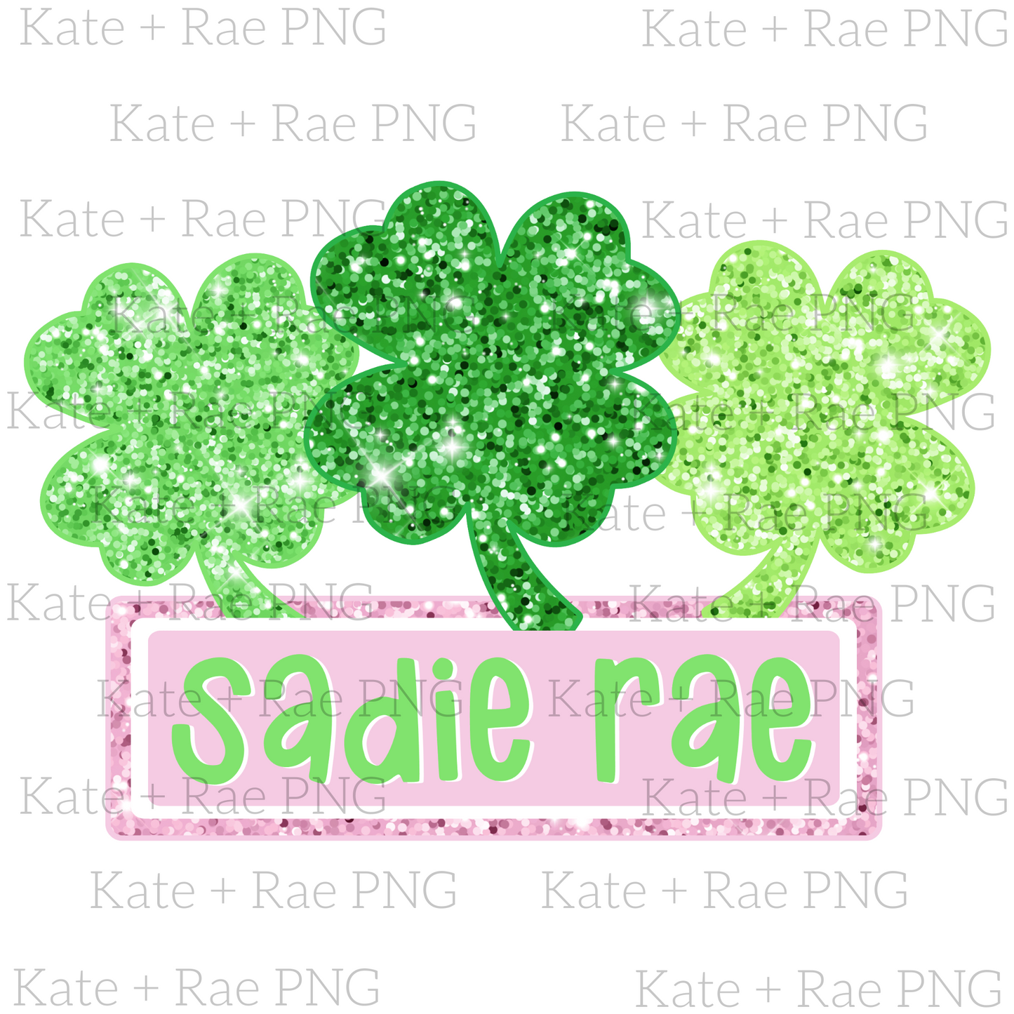 Glitter Shamrock Trio with Name Plate PNG