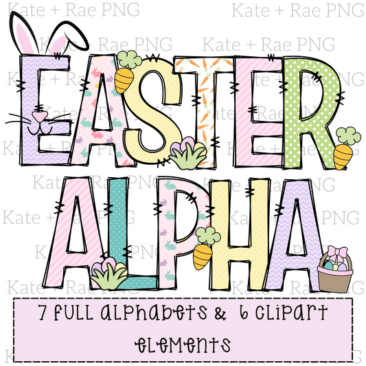 Girl's Easter Alphabet Pack PNG