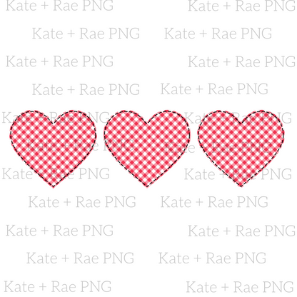 Red Heart Faux Applique Trio PNG