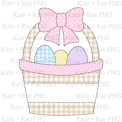 Girl's Easter Basket Faux Applique PNG
