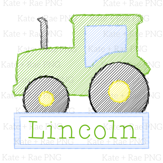 Tractor Sketch PNG with Name Plate