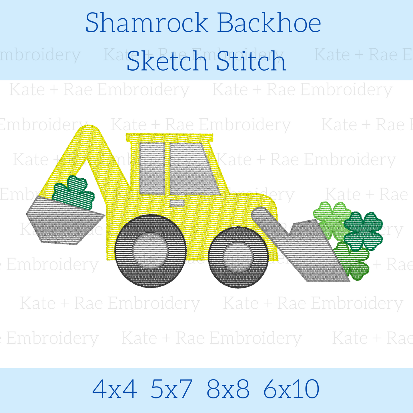 Shamrock Backhoe Sketch Stitch Embroidery Design