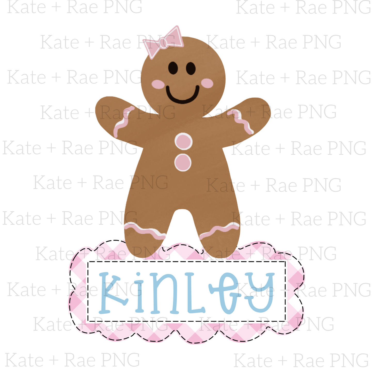 Gingerbread Girl with Name Plate PNG