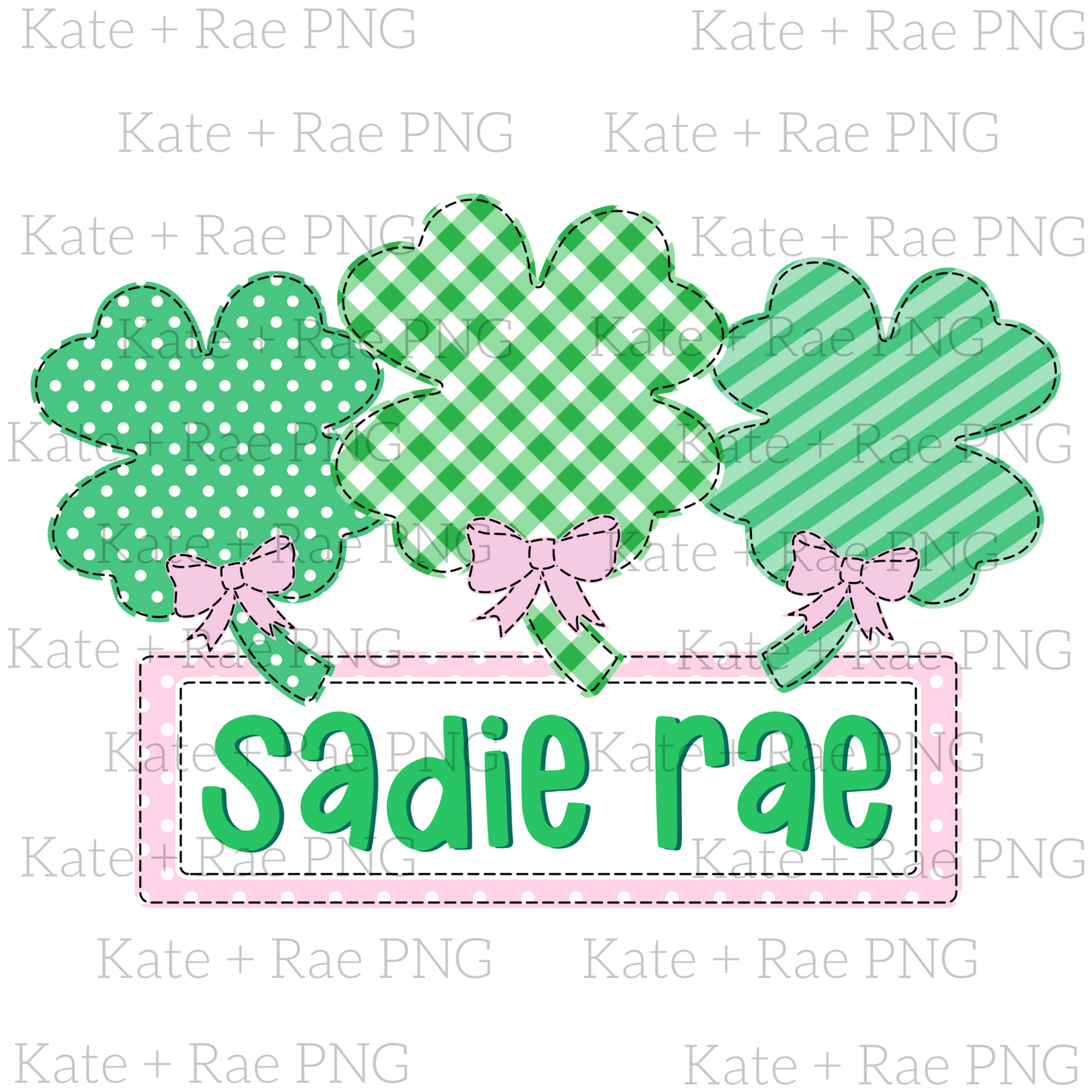 Girls Shamrock Trio with Name Plate PNG