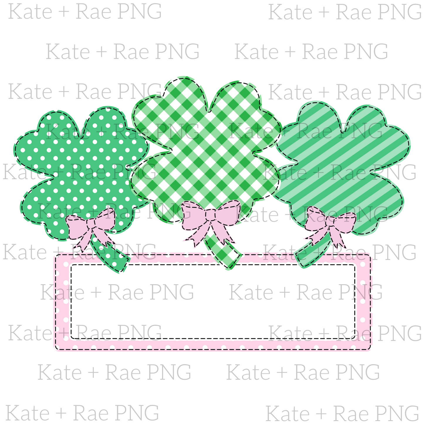 Girls Shamrock Trio with Name Plate PNG