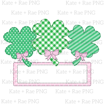 Girls Shamrock Trio with Name Plate PNG