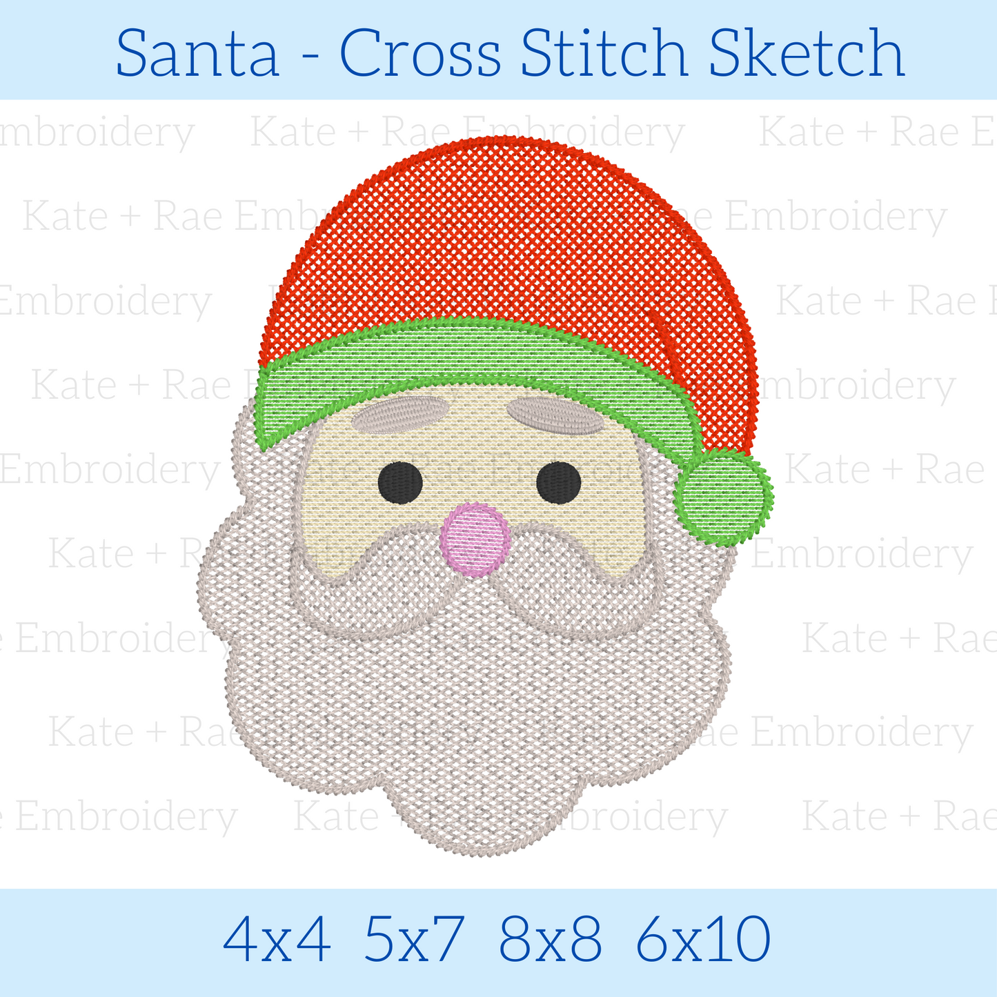 Santa Cross Stitch Sketch Embroidery Design