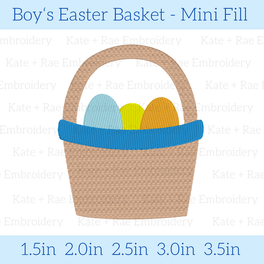 Boy's Simple Easter Basket Mini Fill Embroidery Design