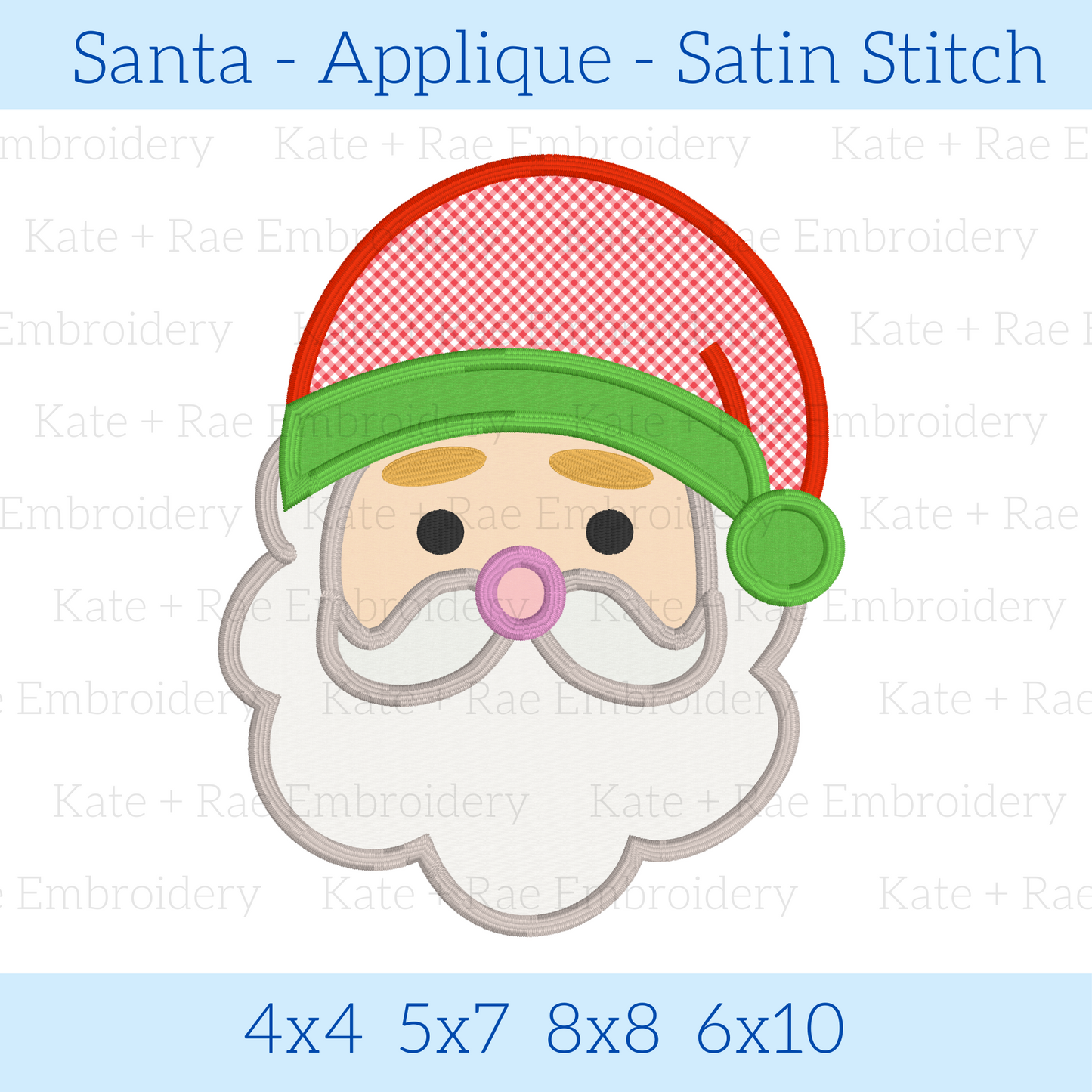 Santa Satin Stitch Applique Embroidery Design