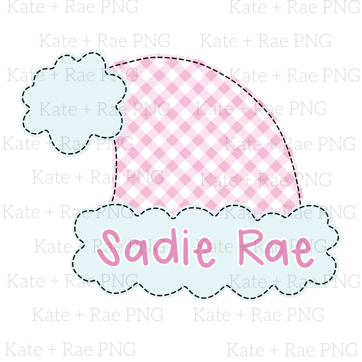 Girls Santa Hat Faux Applique PNG