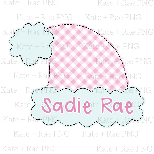 Girls Santa Hat Faux Applique PNG