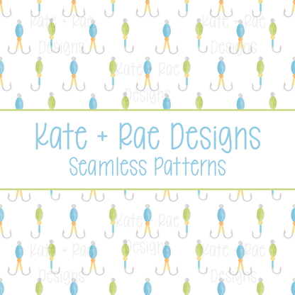Boy's Fishing Lure Watercolor Seamless Pattern