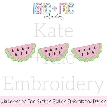 Watermelon Trio Sketch Stitch Embroidery Design