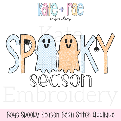 Boys Spooky Season Bean Stitch Applique Embroidery Design
