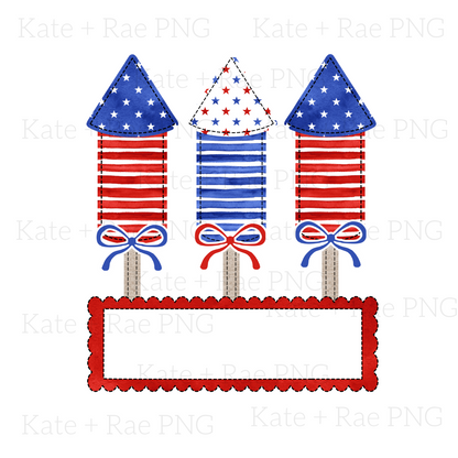 Girls Firework Faux Applique PNG