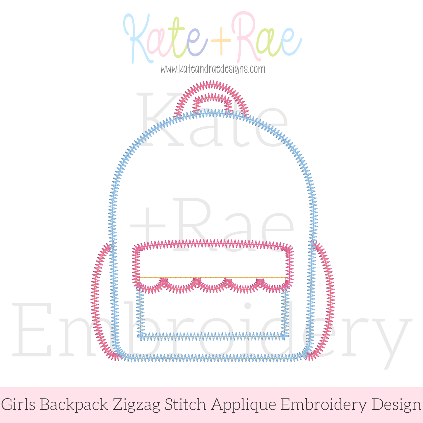 Scalloped Backpack Zigzag Stitch Applique Embroidery Design
