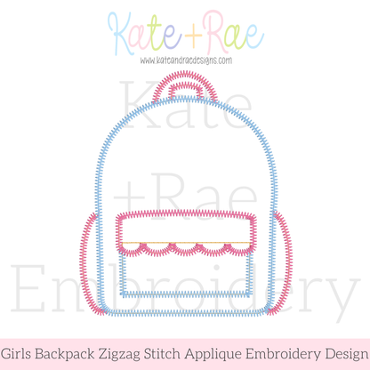 Scalloped Backpack Zigzag Stitch Applique Embroidery Design