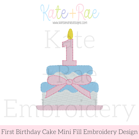 First Birthday Cake Mini Fill Embroidery Design