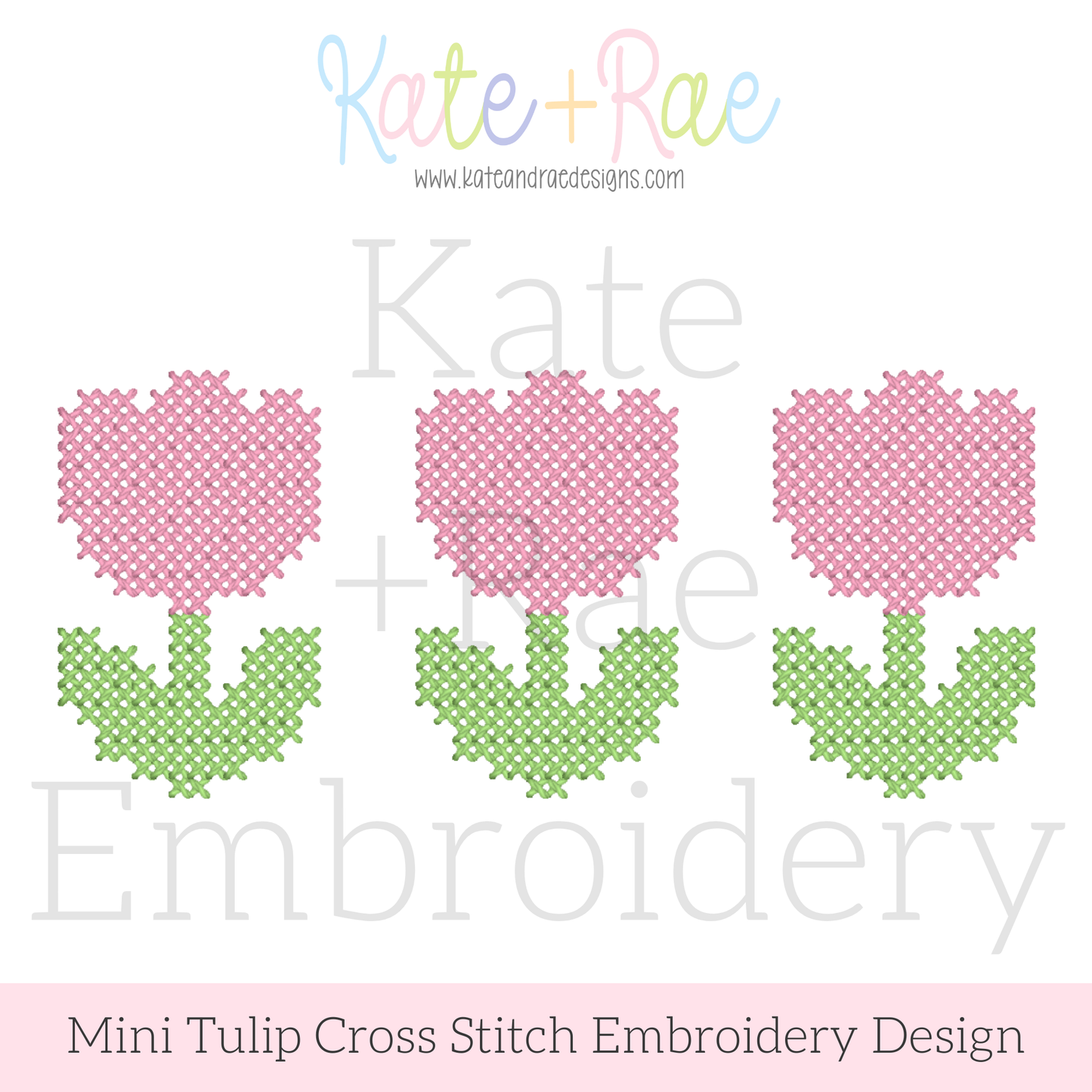 Mini Tulip Trio Cross Stitch Embroidery Design