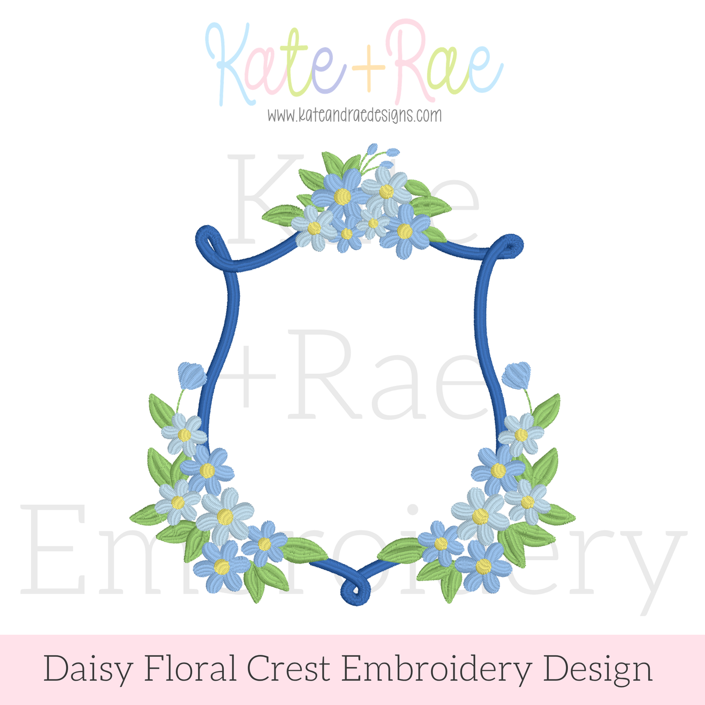Daisy Floral Crest Satin Stitch Embroidery Design