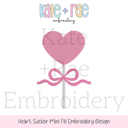 Heart Sucker with Bow Mini Fill Stitch Embroidery Design