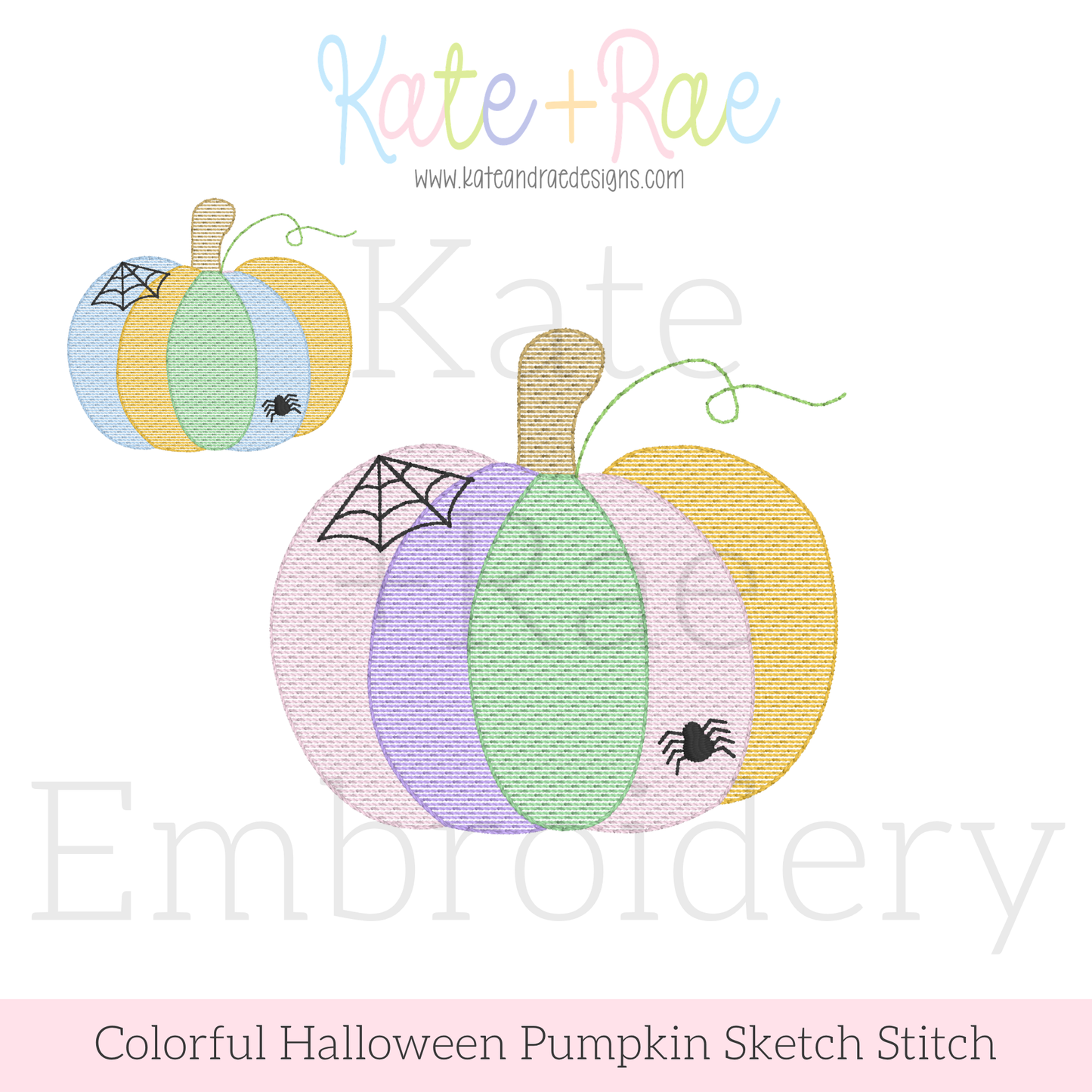 Colorful Halloween Pumpkin Sketch Stitch Embroidery Design