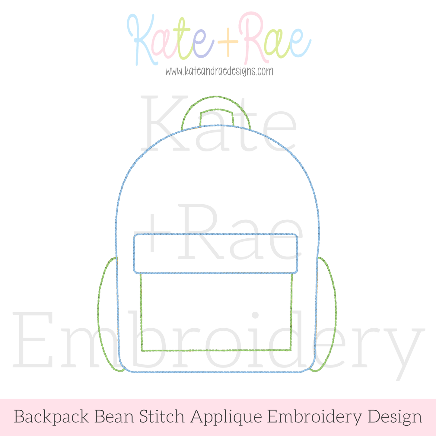 Backpack Bean Stitch Applique Embroidery Design