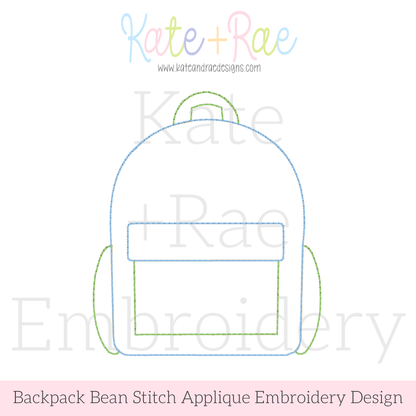 Backpack Bean Stitch Applique Embroidery Design
