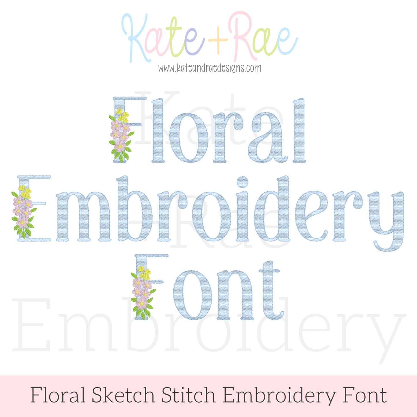 Floral Block Sketch Stitch Embroidery Font