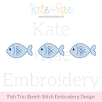 Little Fish Trio Sketch Stitch Embroidery Design
