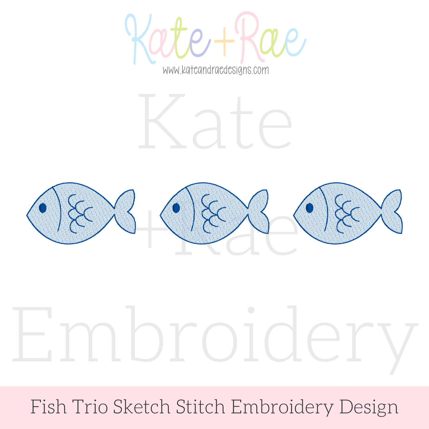 Little Fish Trio Sketch Stitch Embroidery Design
