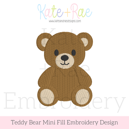 Teddy Bear Mini Fill Stitch Embroidery Design
