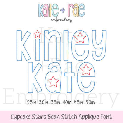 Cupcake Star Spangled Bean Stitch Applique Font