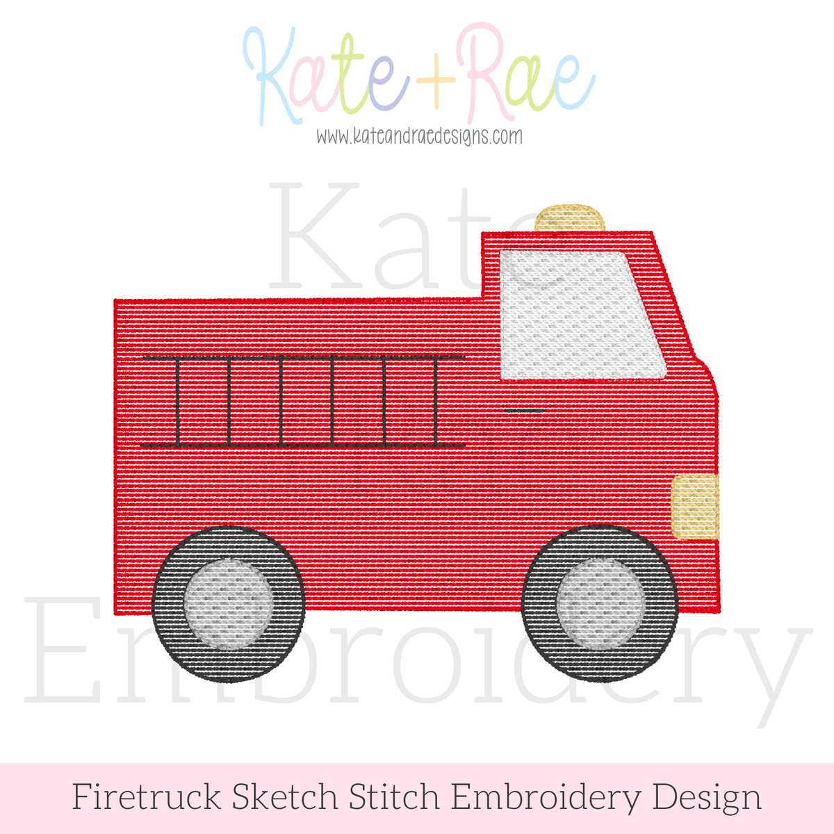 Firetruck Sketch Stitch Embroidery Design