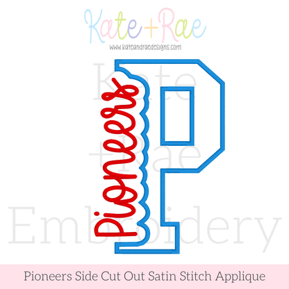Pioneers Side Cut Out Satin Stitch Applique Embroidery Design