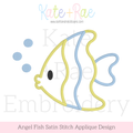 Angel Fish Satin Stitch Applique Embroidery Design