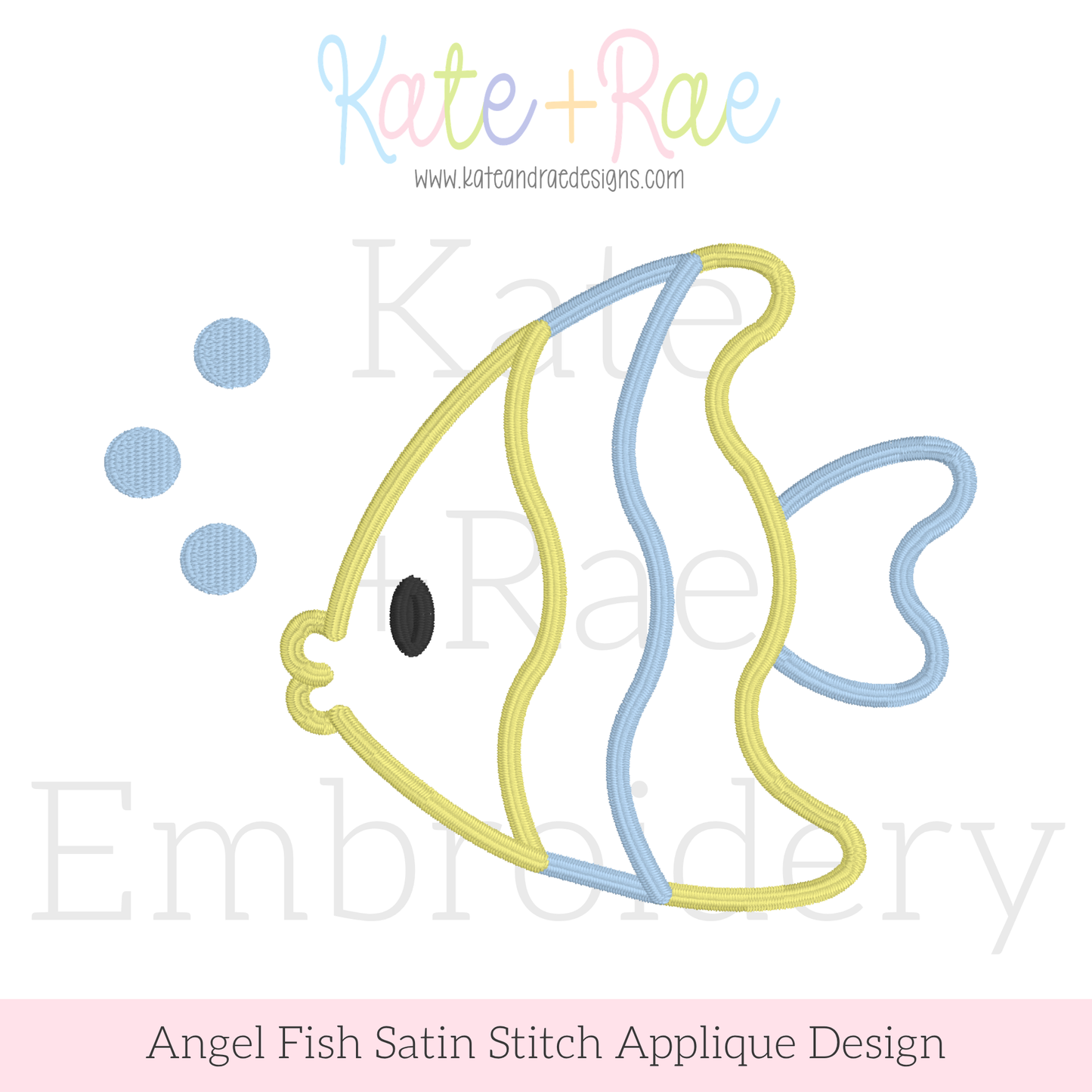 Angel Fish Satin Stitch Applique Embroidery Design
