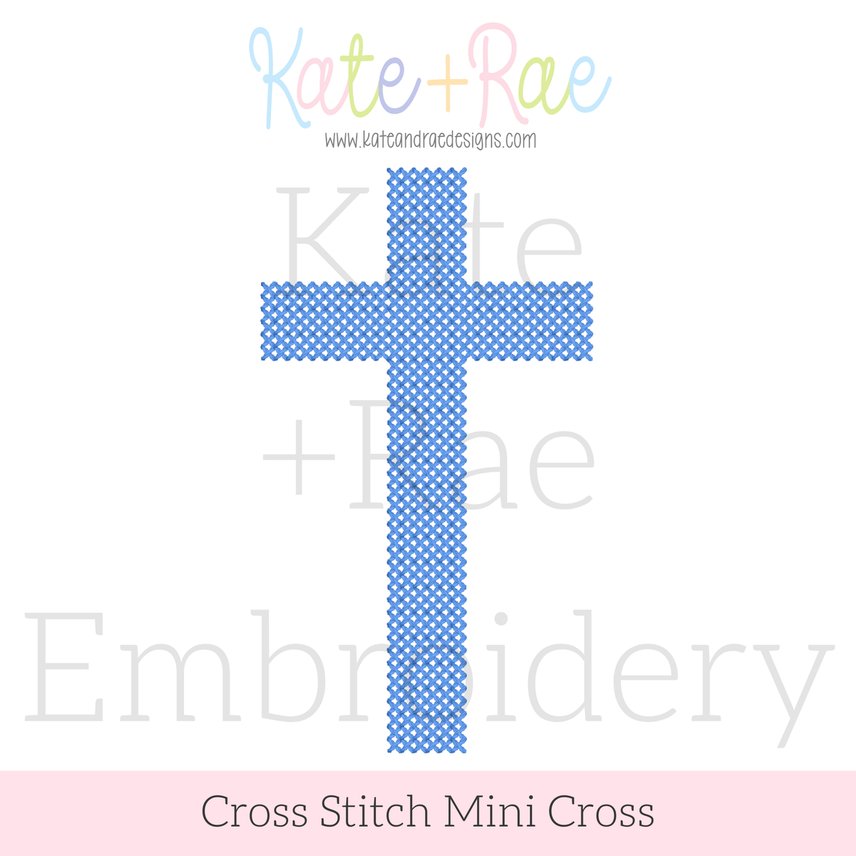 Cross Stitch Mini Cross Embroidery Design: Design preview of a blue cross stitch mini cross