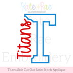 Titans Side Cut Out Satin Stitch Applique Embroidery Design