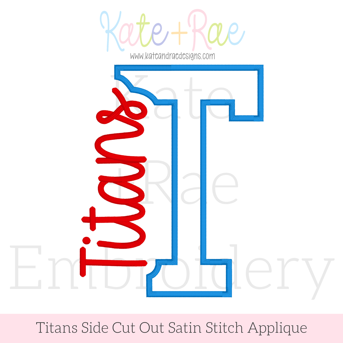 Titans Side Cut Out Satin Stitch Applique Embroidery Design