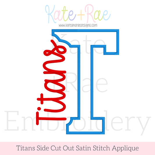 Titans Side Cut Out Satin Stitch Applique Embroidery Design