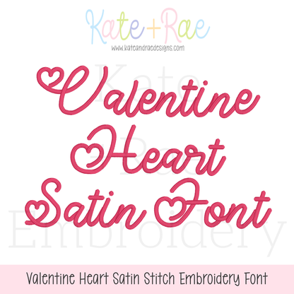 Valentine Heart Satin Stitch Embroidery Font