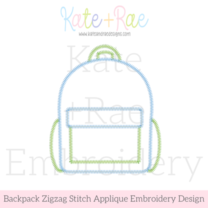 Backpack Zigzag Stitch Applique Embroidery Design