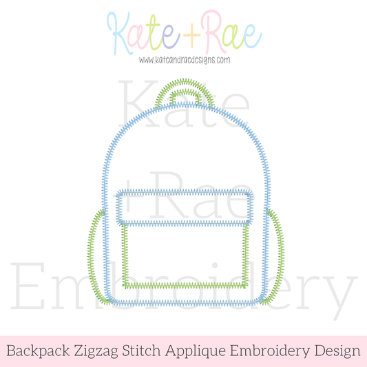 Backpack Zigzag Stitch Applique Embroidery Design