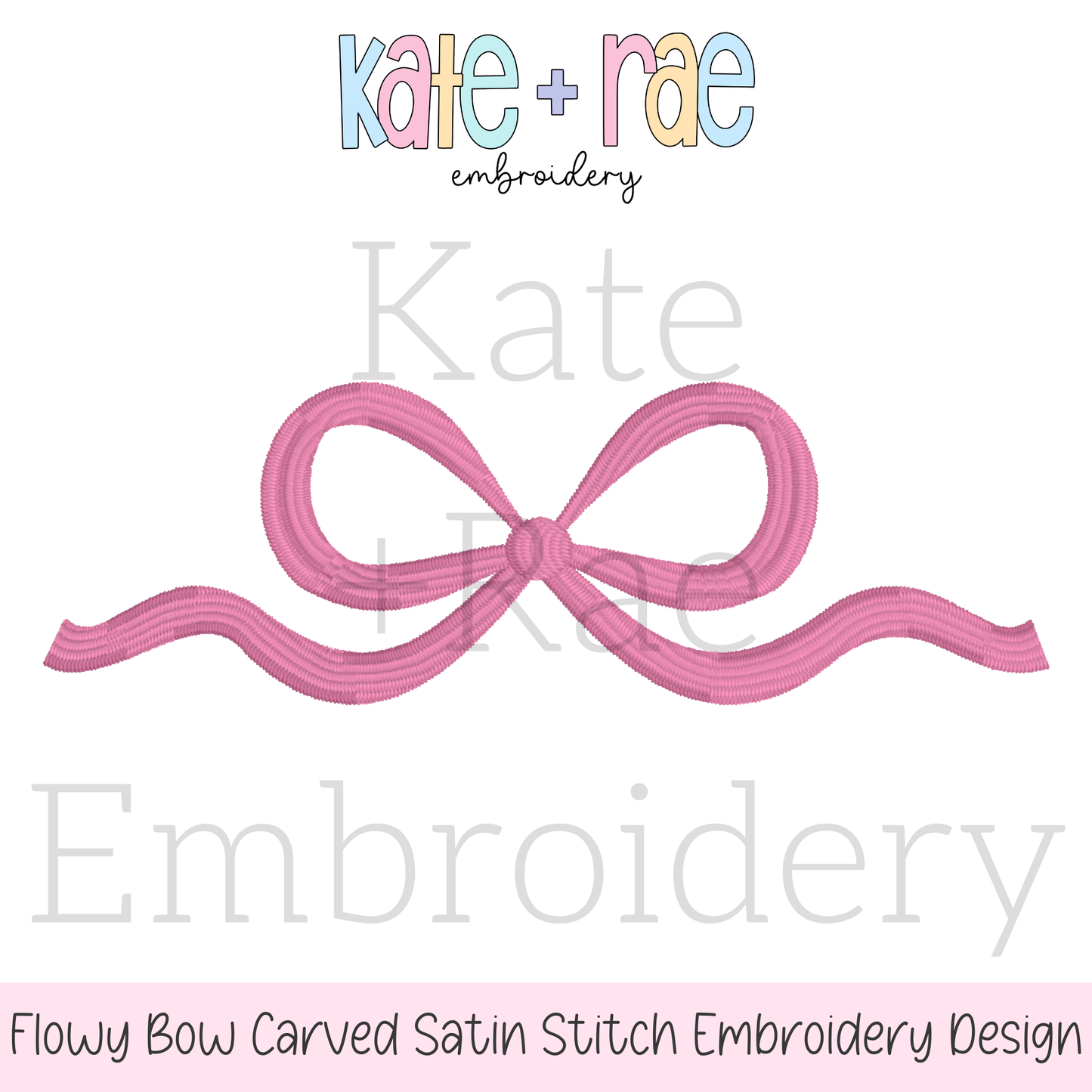 Flowy Bow Satin Stitch Embroidery Design