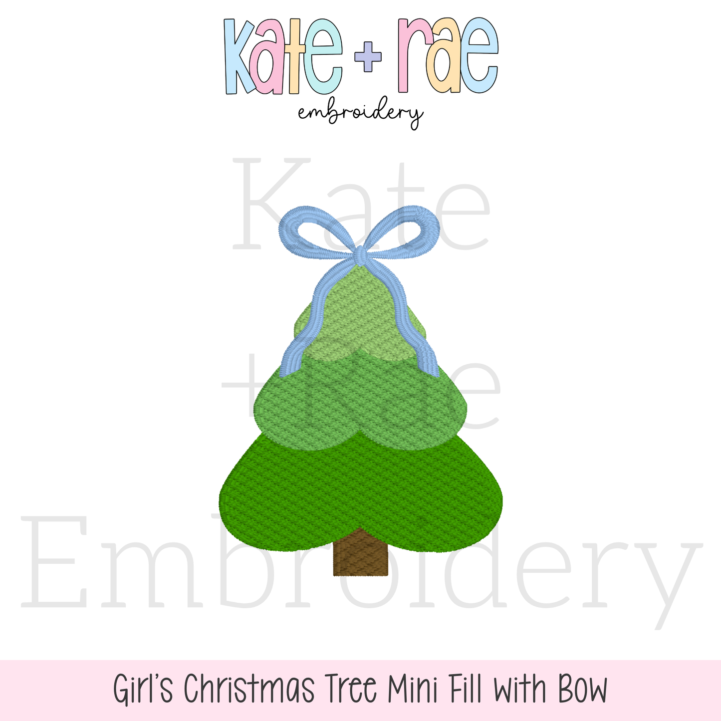 Girls Christmas Tree Textured Mini Fill Embroidery Design