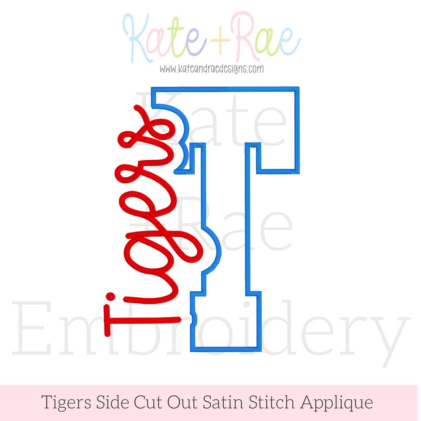 Tigers Side Cut Out Satin Stitch Applique Embroidery Design