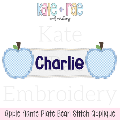 Apple Name Frame Zigzag Applique Embroidery Design