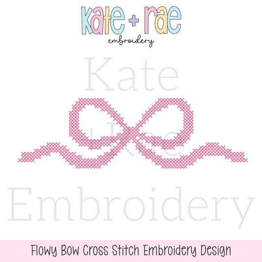 Flowy Bow Cross Stitch Embroidery Design